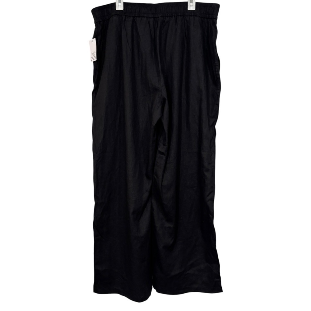 Ophelia Roe Wide Leg Black Linen Blend Pants NWT Size 2X Stretch Womens - Picture 7 of 8